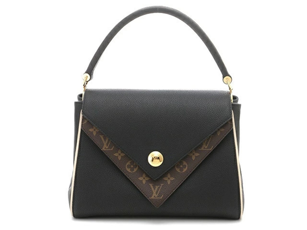 LOUIS VUITTON Shoulder Bag Double V Calf Leather Monogram Noir Black